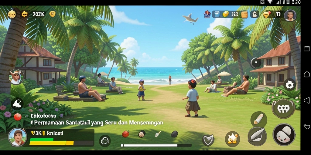 Screenshot dari 73K yang menunjukkan suasana permainan yang menyenangkan.