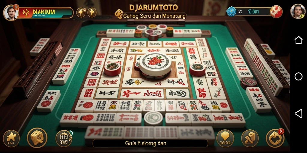 Screenshot utama DJARUMTOTO menunjukkan gameplay Mahjong yang seru.