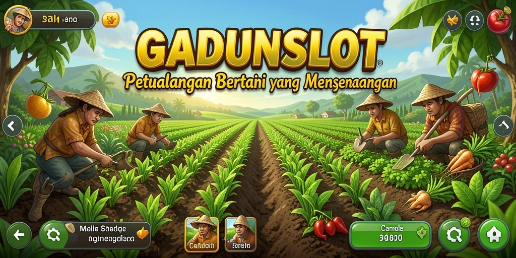 Tampilan gameplay menampilkan ladang subur dan aktivitas bertani di GADUNSLOT.