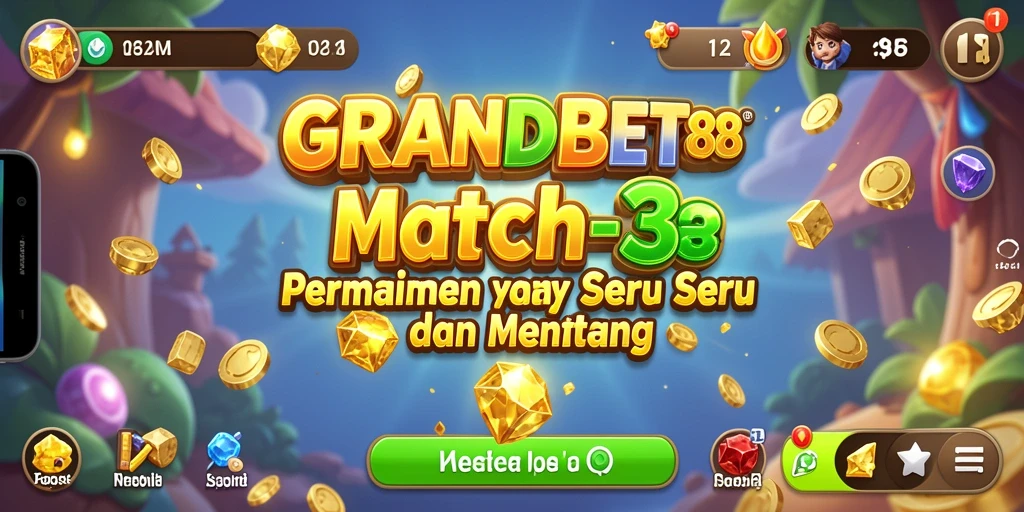 Tampilan gameplay Match-3 yang menawan di GRANDBET88.