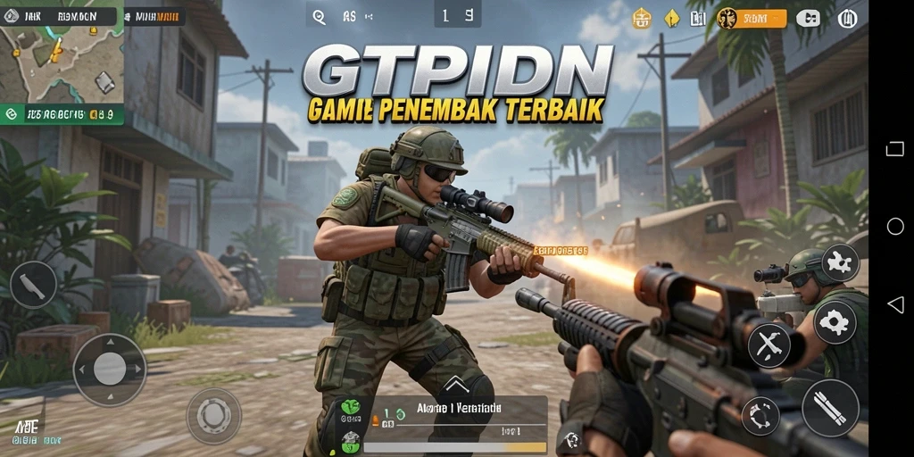 Tampilan gameplay GTPIDN menunjukkan aksi tembak-menembak yang seru.