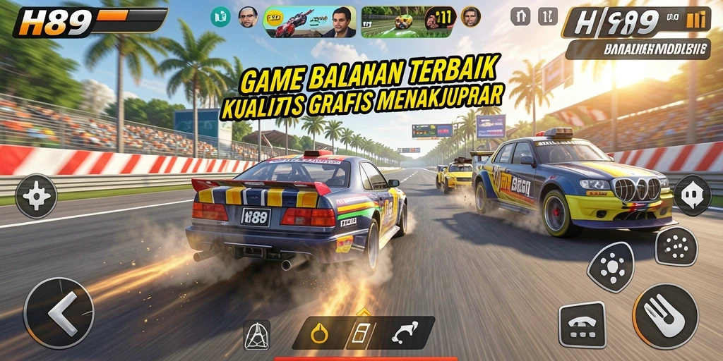 Screenshot H89 menampilkan balapan seru dengan grafis yang memukau.