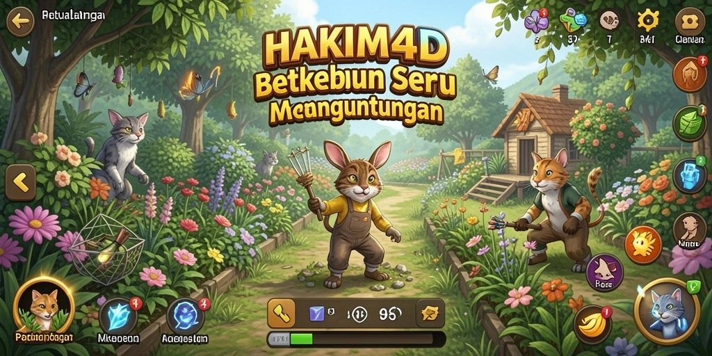 Tampilan gameplay HAKIM4D yang seru dengan banyak tanaman.