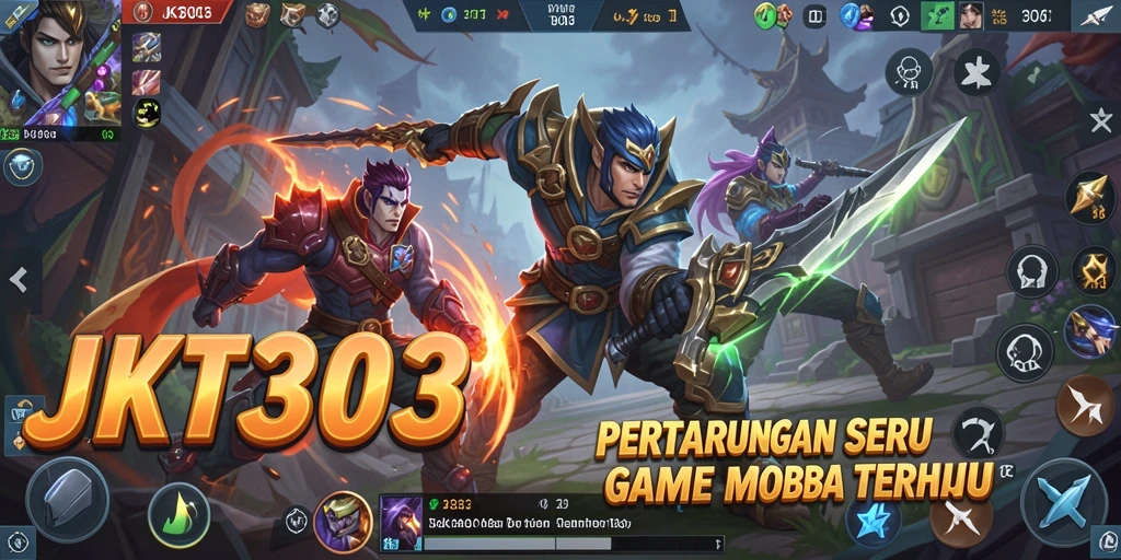 Screenshot JKT303 menampilkan aksi pertarungan seru dalam gameplay MOBA.