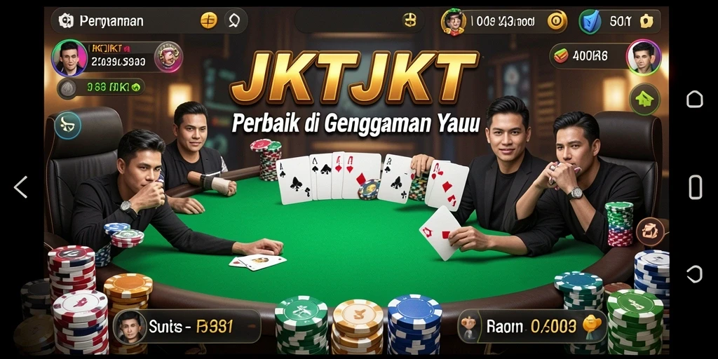 Tampilan gameplay JKTJKT dengan suasana poker yang kompetitif.