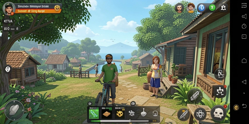 Screenshot gameplay KETUA yang menunjukkan interaksi sosial yang dinamis.