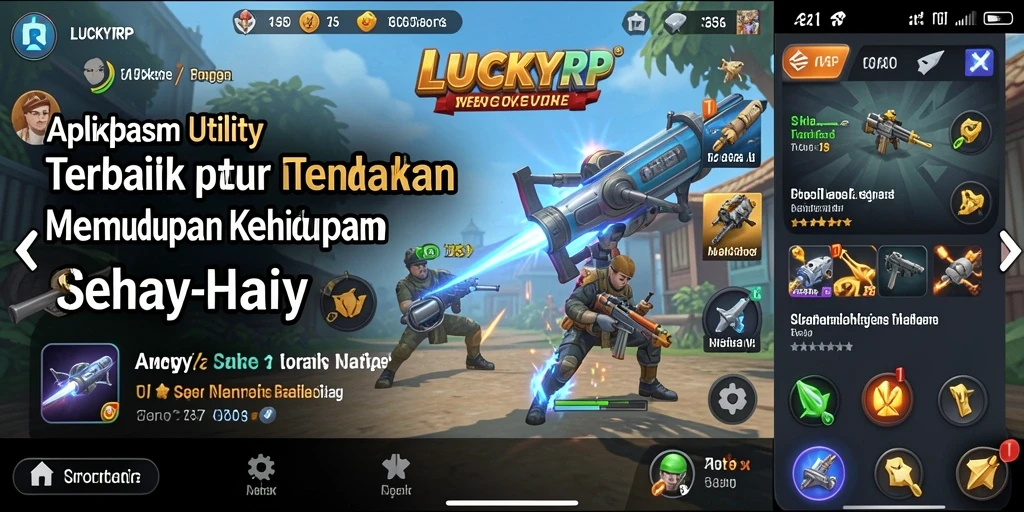 Tampilan utama aplikasi LUCKYRP dengan fitur-fitur Utility.