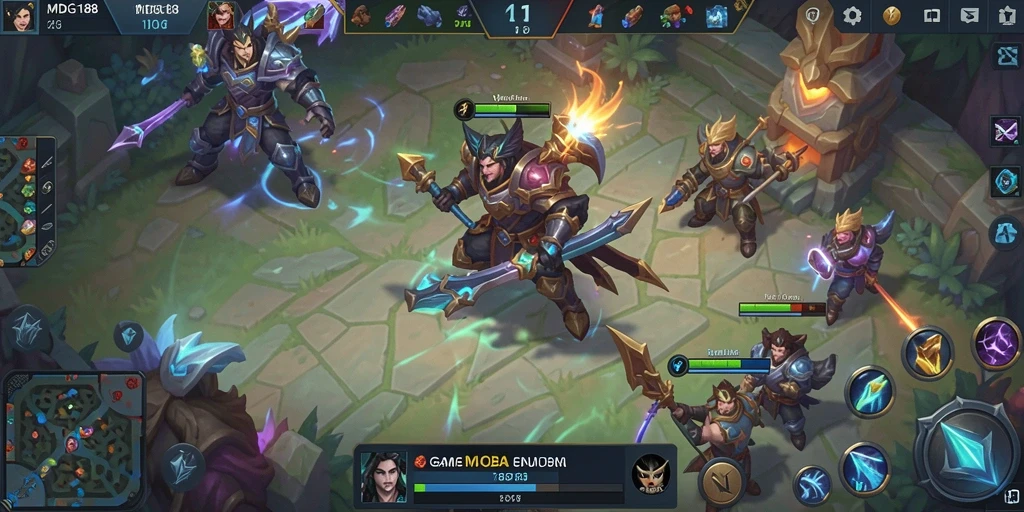 Tangkapan layar gameplay MDG188 menampilkan aksi pertempuran tim yang mendebarkan.