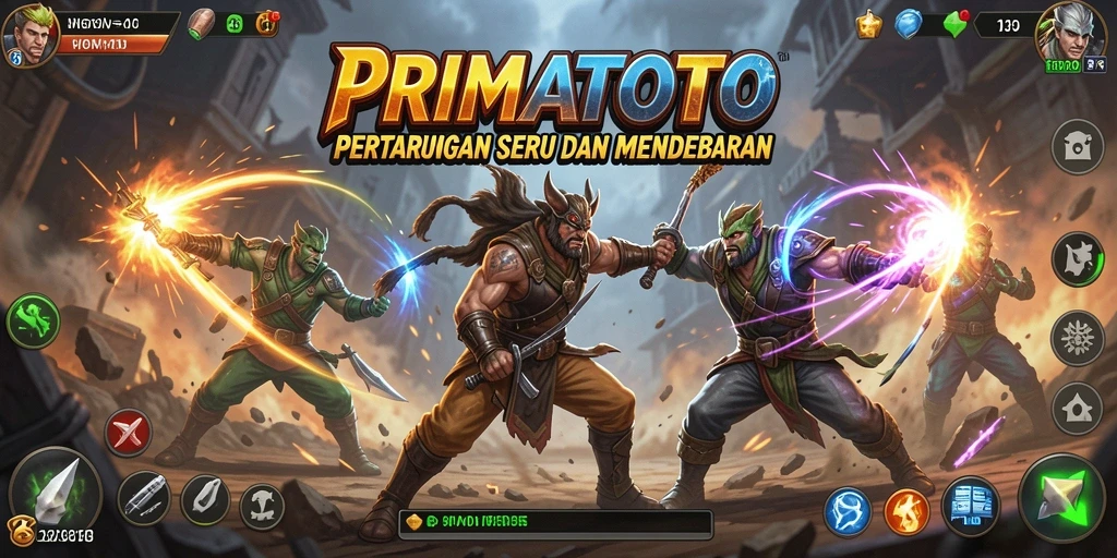 Tampilan gameplay seru di arena pertarungan PRIMATOTO.