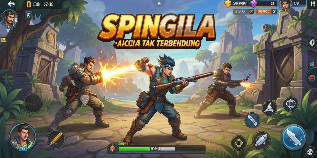 Tampilan gameplay SPINGILA yang penuh aksi dan visual menawan.