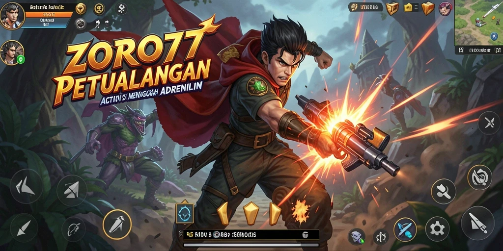 Screenshot ZORO77 menampilkan aksi seru dalam gameplay yang menegangkan.